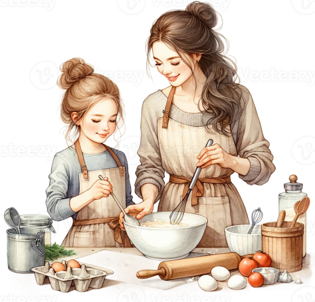 AI generated Baking Day with Mom png