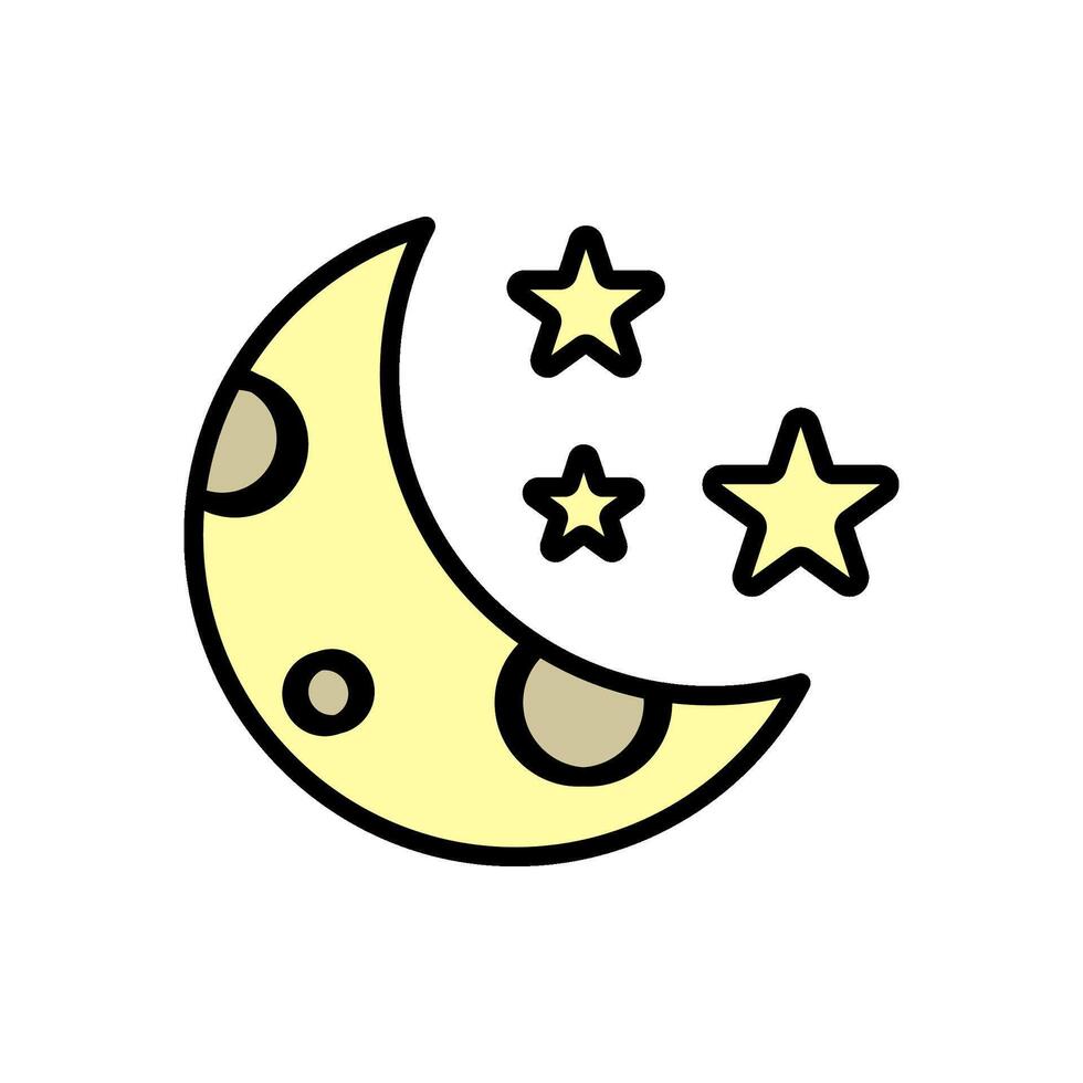 Luna y estrellas dibujos animados icono, aislado antecedentes vector