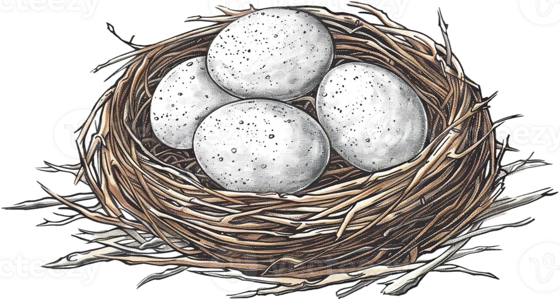 AI generated Nest with Eggs Realistic Nature Illustration Clipart png