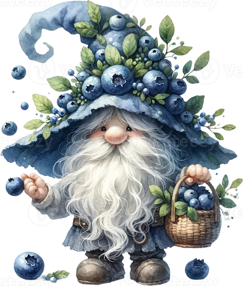 ai genererad förtrollade skog blåbär gnome illustration png