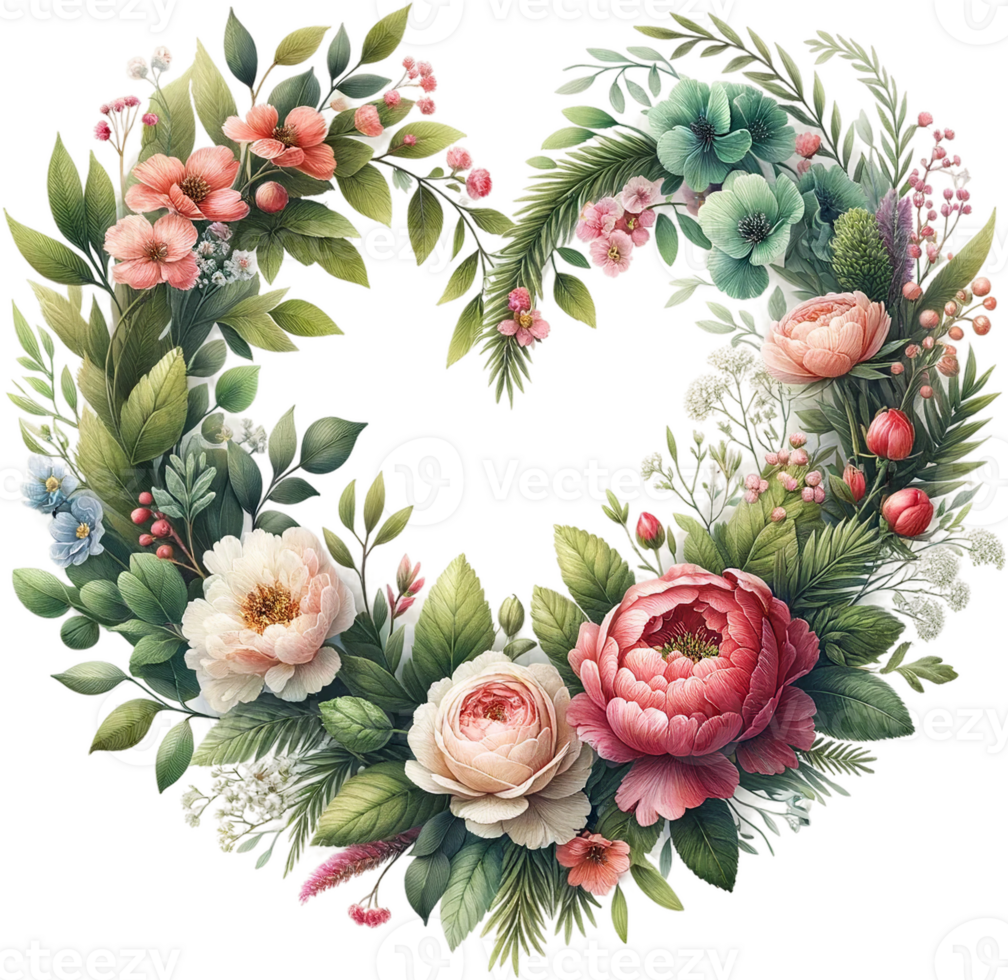 AI generated Romantic Floral Wreath png