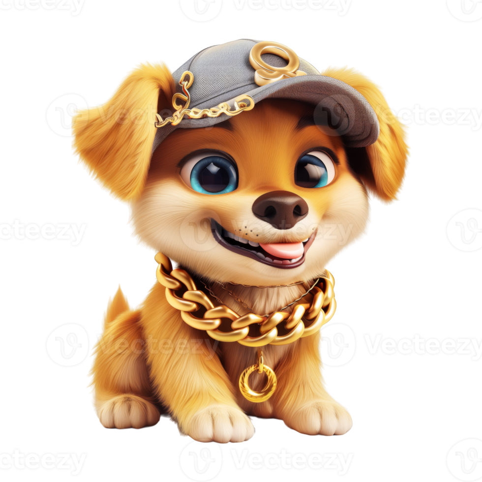 AI generated A cartoon dog with a chain around its neck, depicting confinement or restraint. png