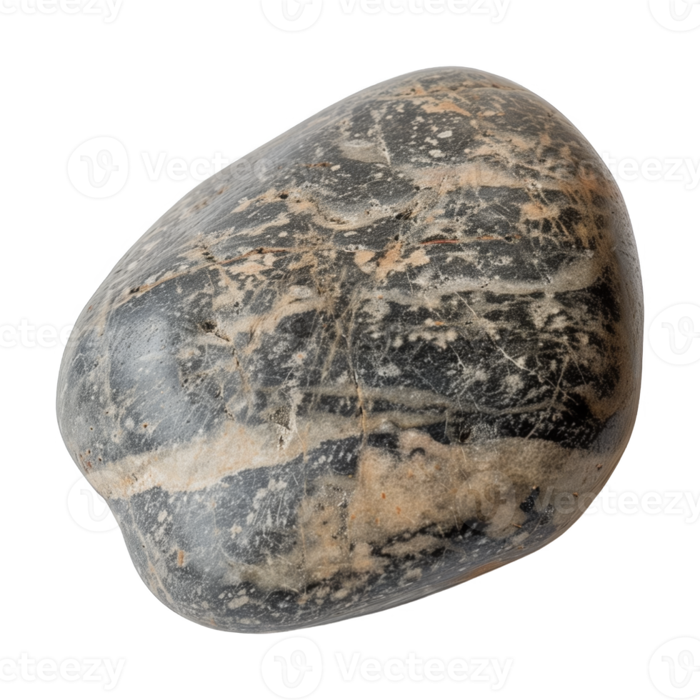 AI generated A close-up view of a rock with a distinct black and white pattern on its surface, displaying a unique and visually appealing natural design. png