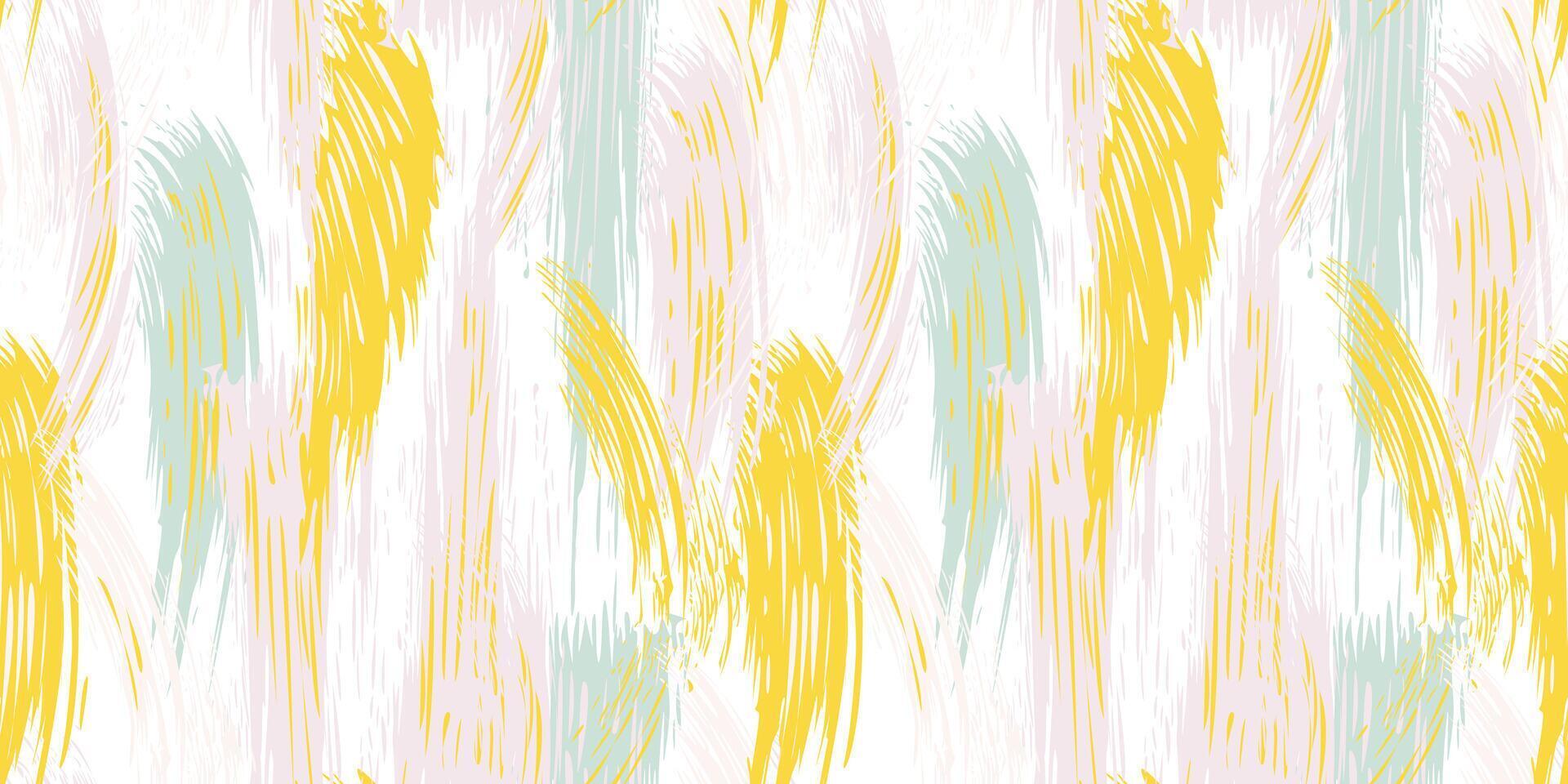 Artistic striped oil dynamic brush strokes texture seamless pattern. Yellow splashes of paint on a light background. Abstract  printing with stains, drops, spots vertical lines patterned. Collage vector