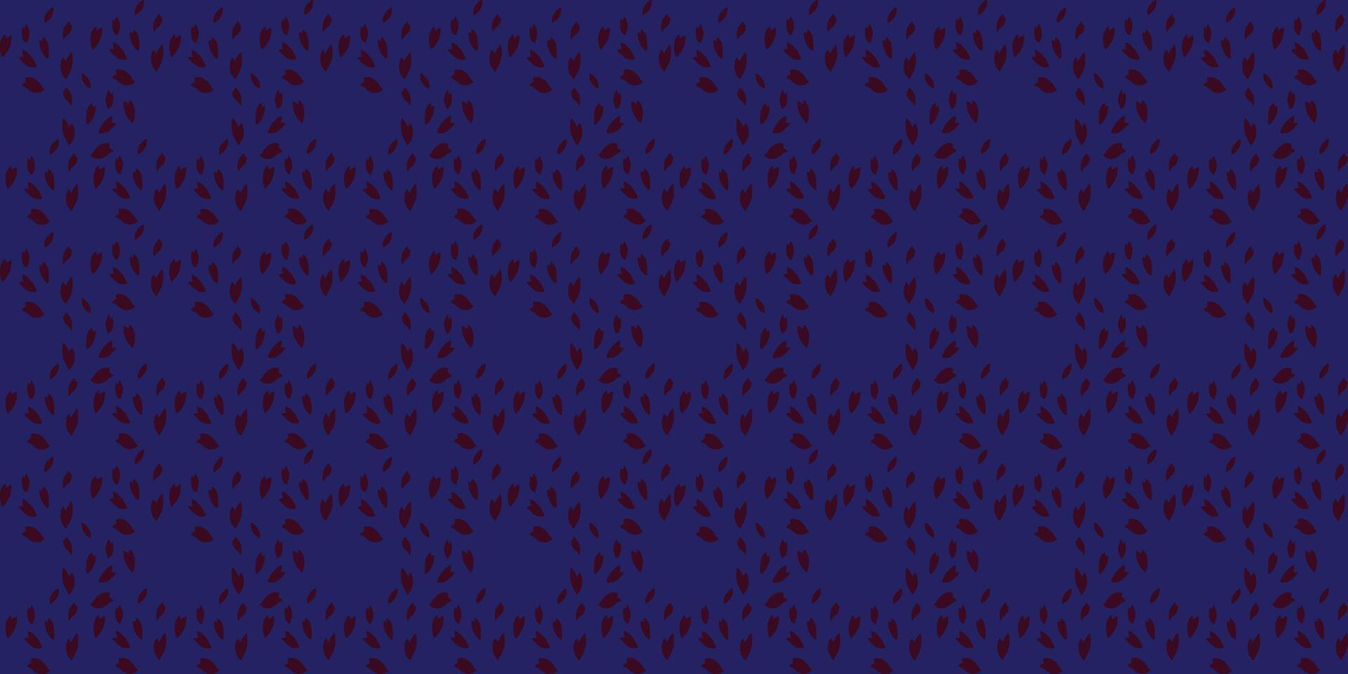 Dark blue seamless pattern with abstract rhombus, zigzag in a textured polka dots. Vector hand drawn sketch shape. Creative simple random dot, spots, drops background. Design for fashion, textile