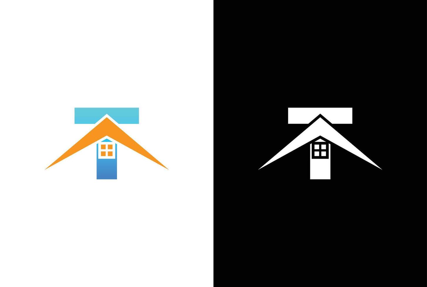 Initial letter T with house logo icon design vector. letter T with house logo design template inspiration. vector