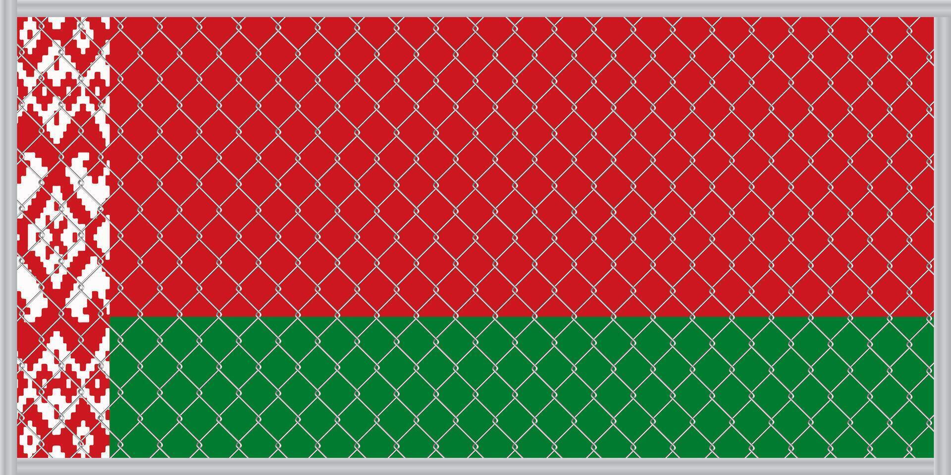 vector ilustración de el bandera de el república de bielorrusia debajo el enrejado. concepto de aislacionismo.