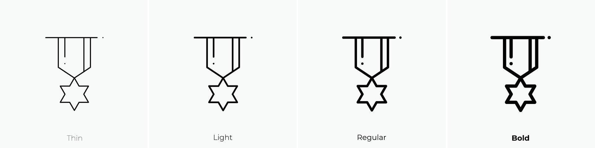 medallón icono. delgado, luz, regular y negrita estilo diseño aislado en blanco antecedentes vector