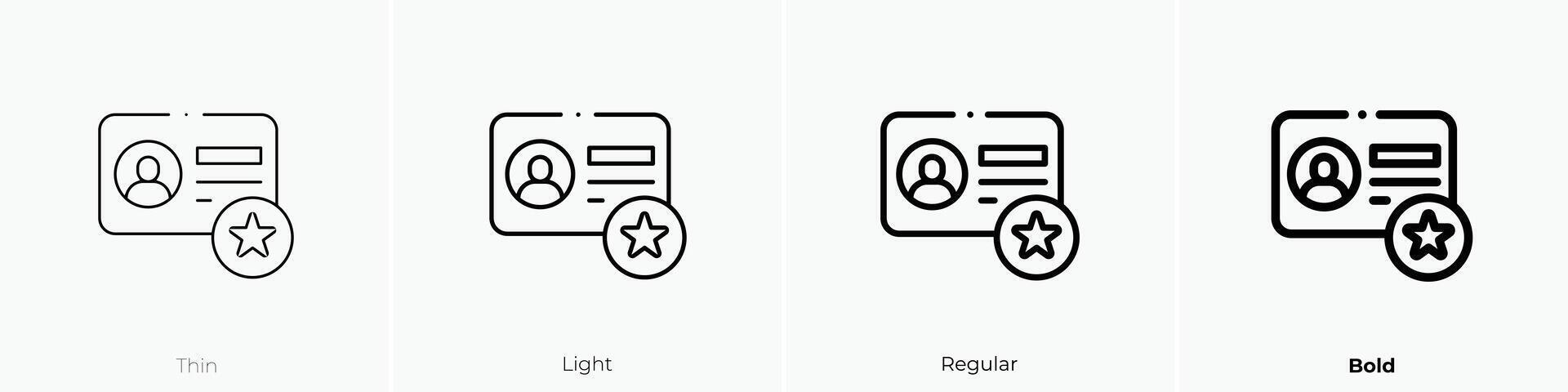 membership card icon. Thin, Light, Regular And Bold style design isolated on white background vector