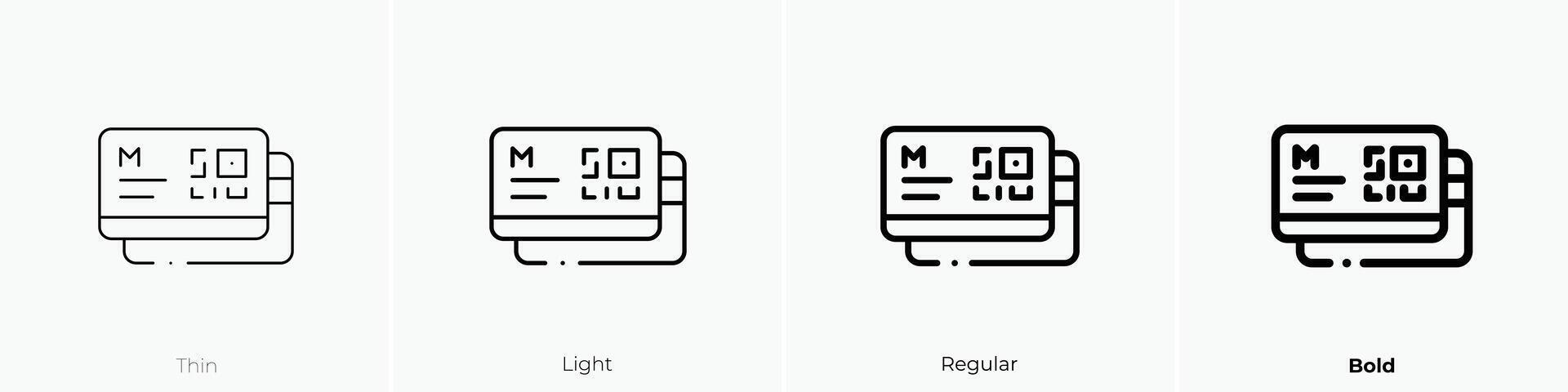 member card icon. Thin, Light, Regular And Bold style design isolated on white background vector