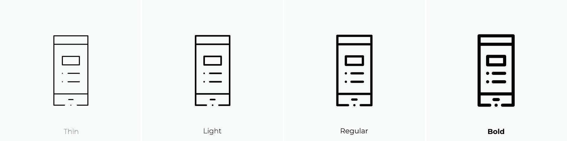 mobile phone icon. Thin, Light, Regular And Bold style design isolated on white background vector