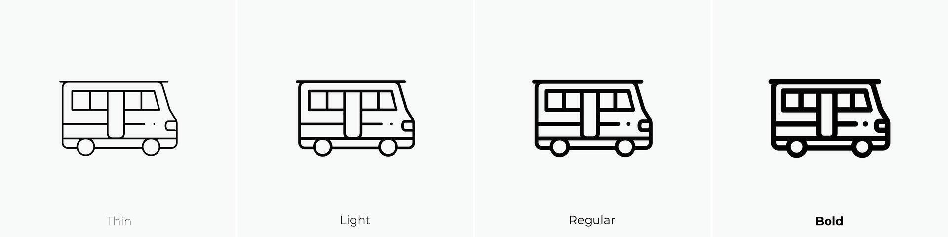 microbús icono. delgado, luz, regular y negrita estilo diseño aislado en blanco antecedentes vector