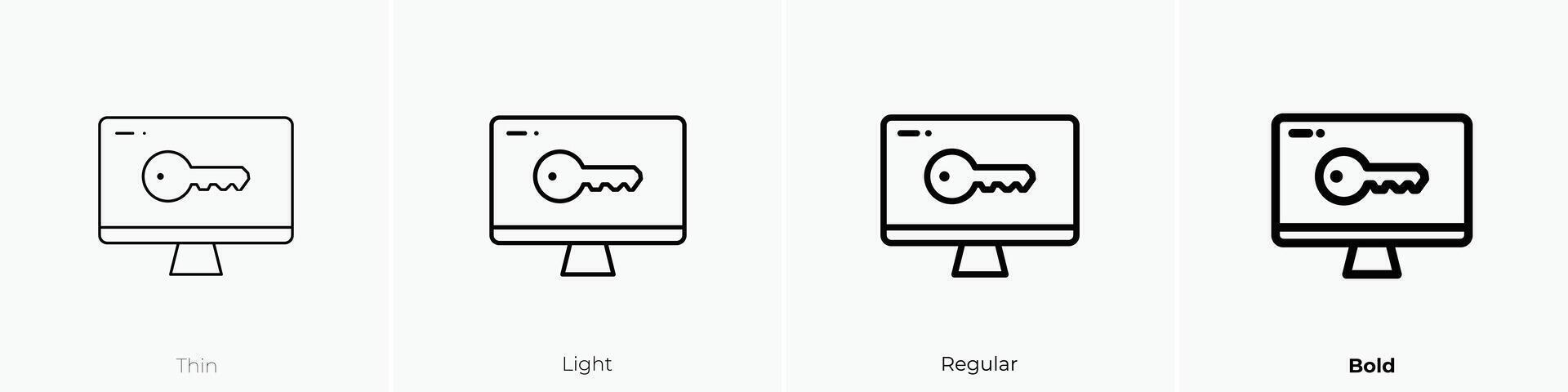 monitor icon. Thin, Light, Regular And Bold style design isolated on white background vector