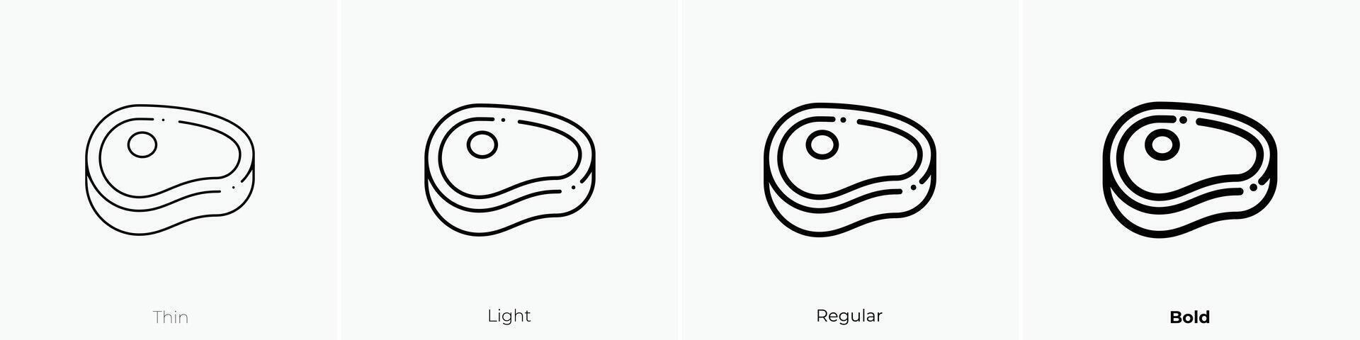 carne icono. delgado, luz, regular y negrita estilo diseño aislado en blanco antecedentes vector