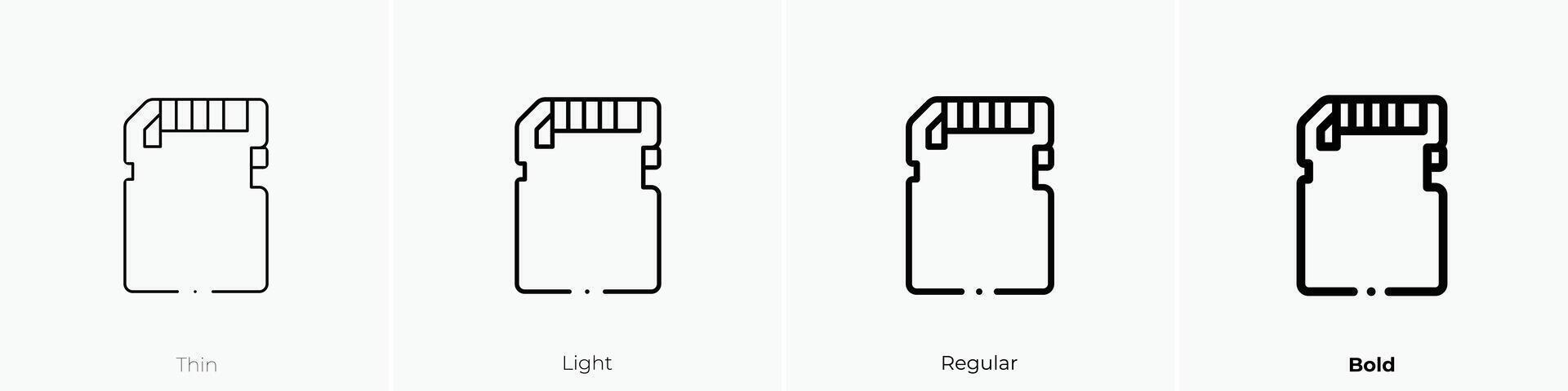 micro sd card icon. Thin, Light, Regular And Bold style design isolated on white background vector