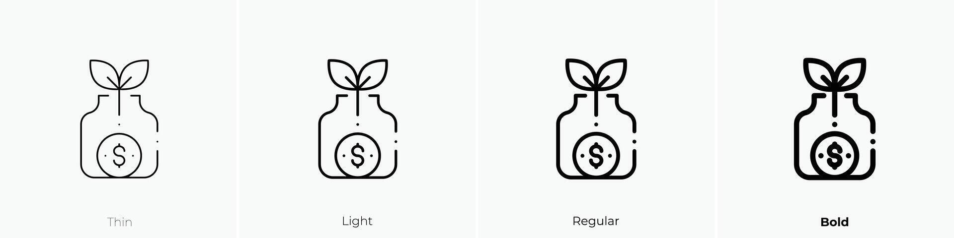 money bag icon. Thin, Light, Regular And Bold style design isolated on white background vector