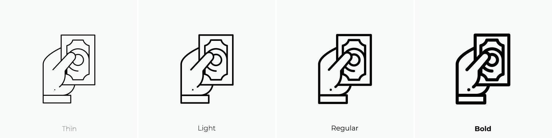 money icon. Thin, Light, Regular And Bold style design isolated on white background vector