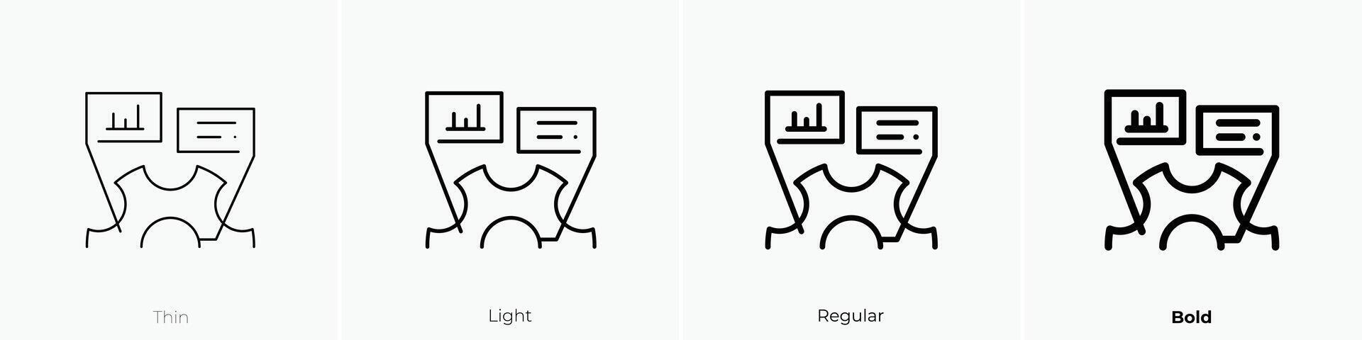 monitoring icon. Thin, Light, Regular And Bold style design isolated on white background vector