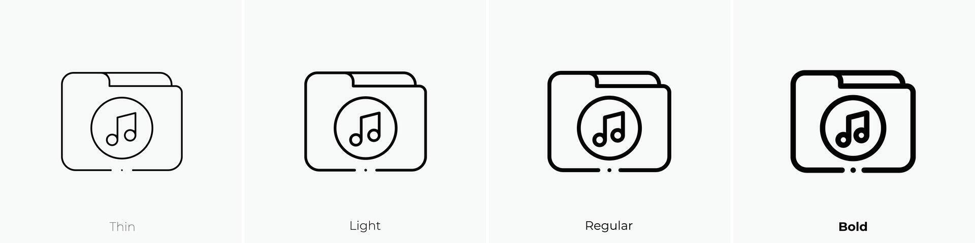 music folder icon. Thin, Light, Regular And Bold style design isolated on white background vector