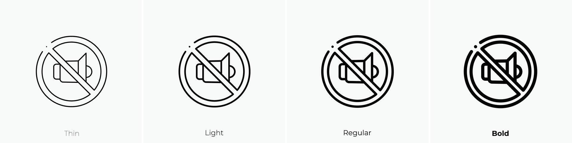 mute icon. Thin, Light, Regular And Bold style design isolated on white background vector