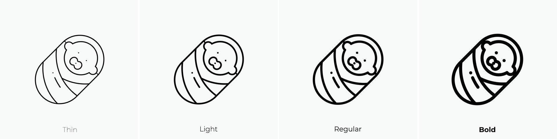 recién nacido icono. delgado, luz, regular y negrita estilo diseño aislado en blanco antecedentes vector