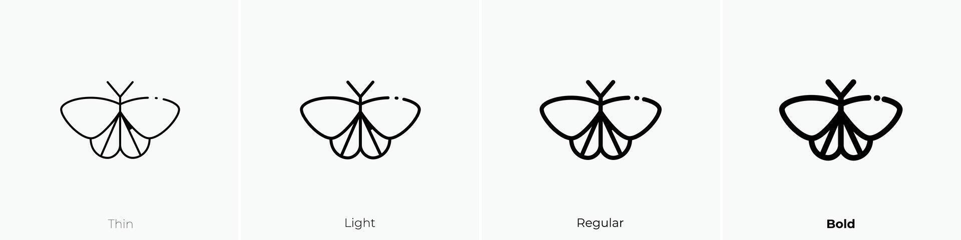 moth icon. Thin, Light, Regular And Bold style design isolated on white background vector