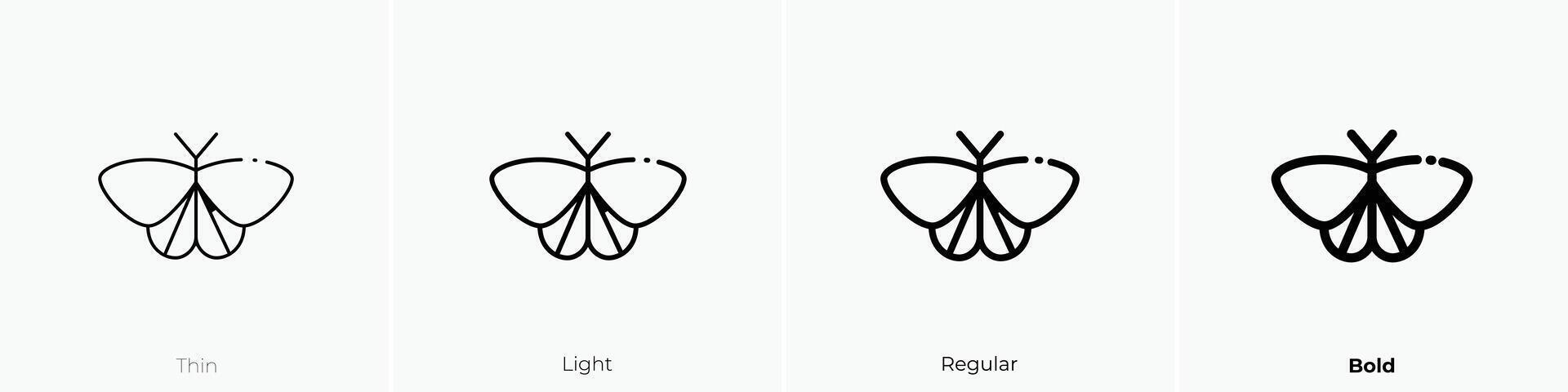 polilla icono. delgado, luz, regular y negrita estilo diseño aislado en blanco antecedentes vector