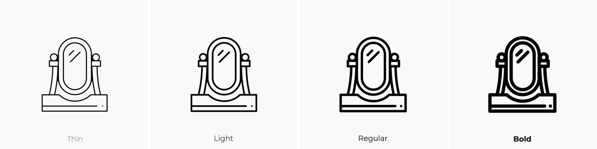 mirror icon. Thin, Light, Regular And Bold style design isolated on white background vector