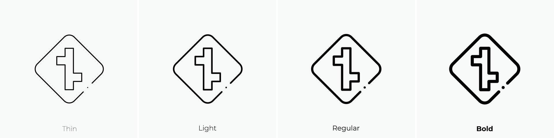 merging icon. Thin, Light, Regular And Bold style design isolated on white background vector