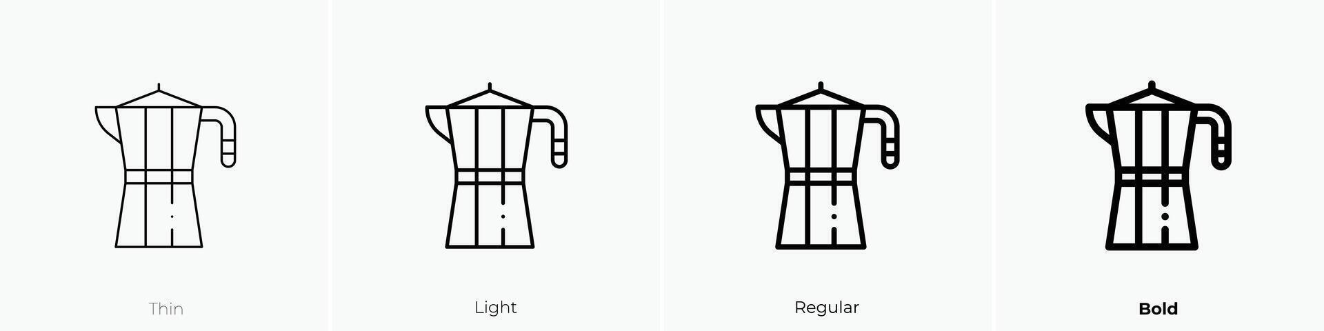 moka pot icon. Thin, Light, Regular And Bold style design isolated on white background vector