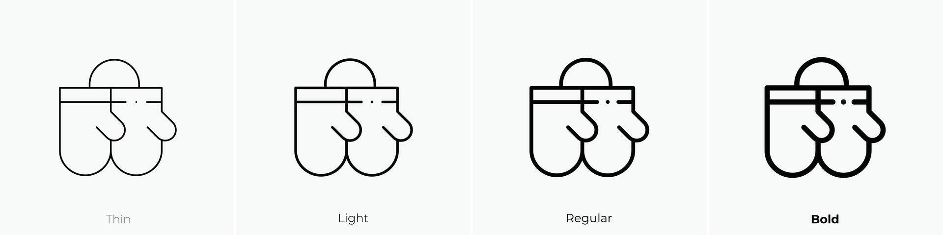 mitones icono. delgado, luz, regular y negrita estilo diseño aislado en blanco antecedentes vector