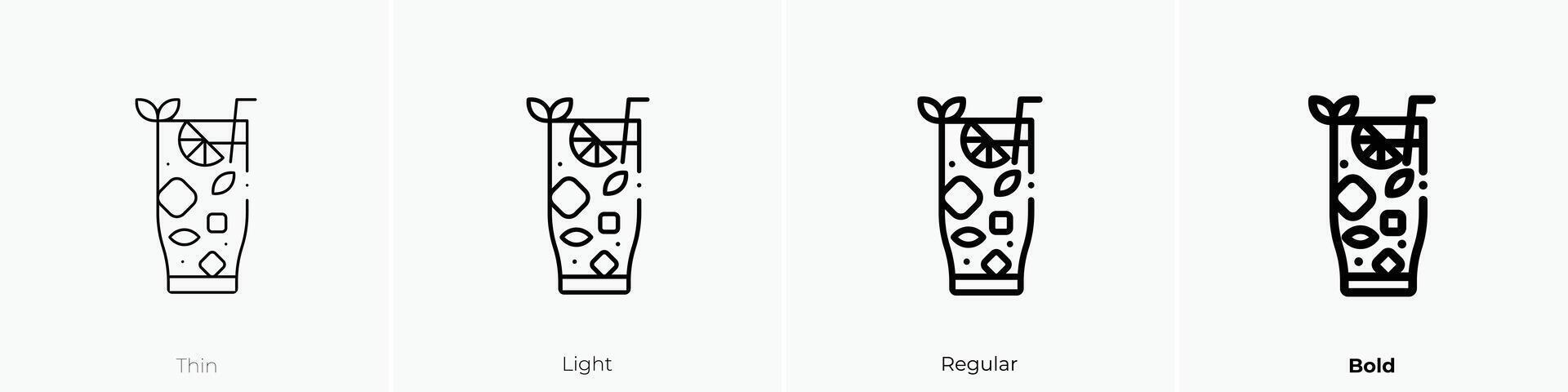 mojito icon. Thin, Light, Regular And Bold style design isolated on white background vector
