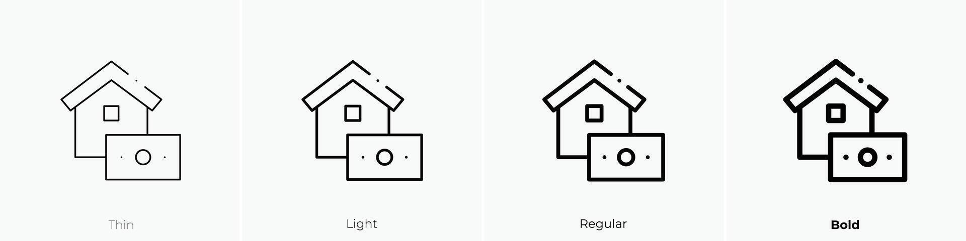 dinero transferir icono. delgado, luz, regular y negrita estilo diseño aislado en blanco antecedentes vector