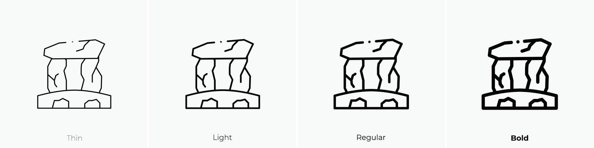 megalito icono. delgado, luz, regular y negrita estilo diseño aislado en blanco antecedentes vector