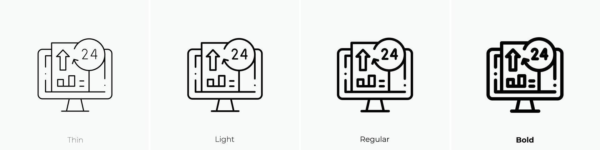 monitoring icon. Thin, Light, Regular And Bold style design isolated on white background vector