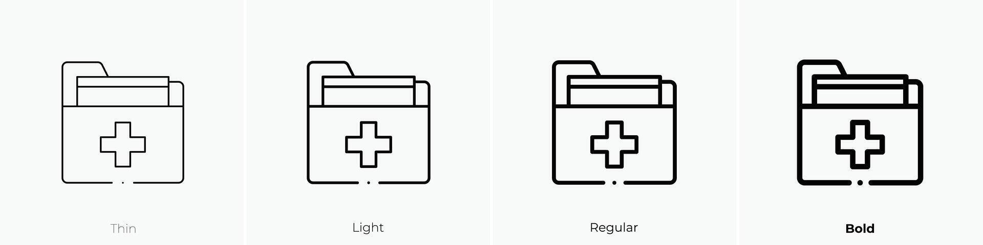 médico historia icono. delgado, luz, regular y negrita estilo diseño aislado en blanco antecedentes vector