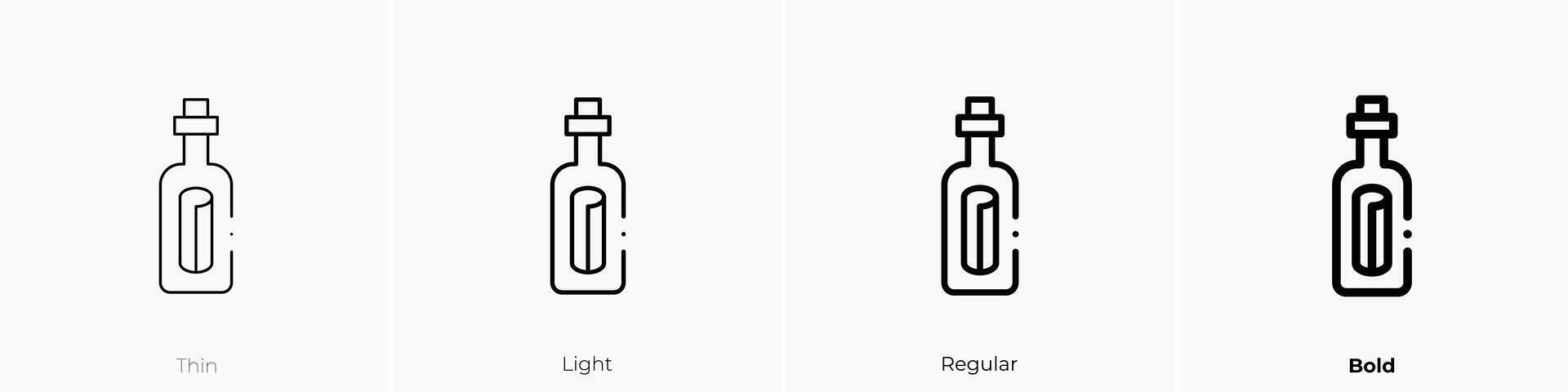 message in a bottle icon. Thin, Light, Regular And Bold style design isolated on white background vector