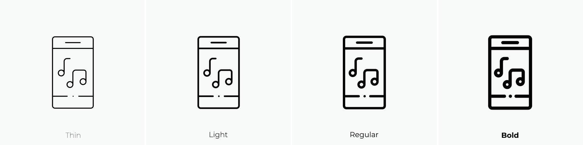 music icon. Thin, Light, Regular And Bold style design isolated on white background vector