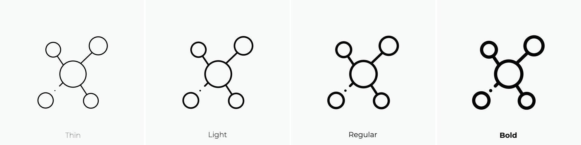 molecule icon. Thin, Light, Regular And Bold style design isolated on white background vector