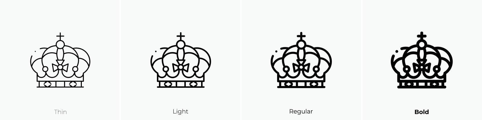 monarchy icon. Thin, Light, Regular And Bold style design isolated on white background vector