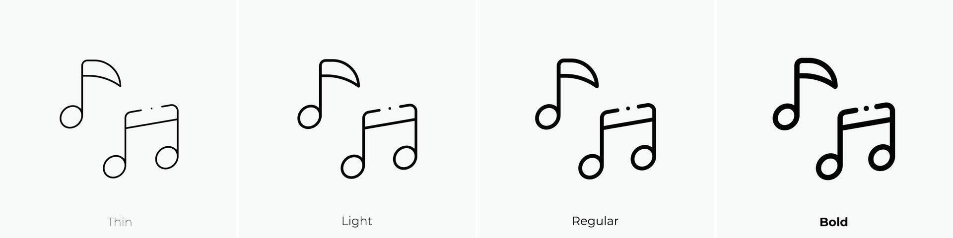 music icon. Thin, Light, Regular And Bold style design isolated on white background vector