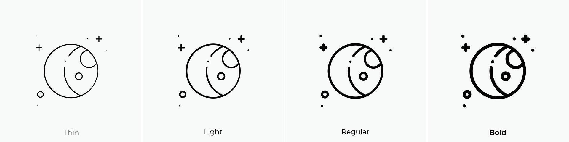 moon icon. Thin, Light, Regular And Bold style design isolated on white background vector