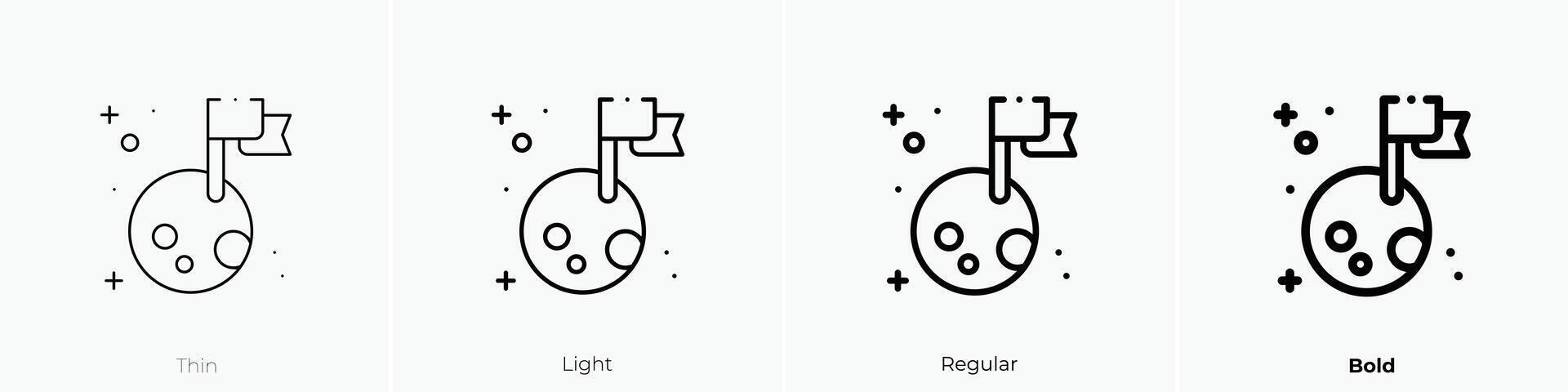 moon landing icon. Thin, Light, Regular And Bold style design isolated on white background vector