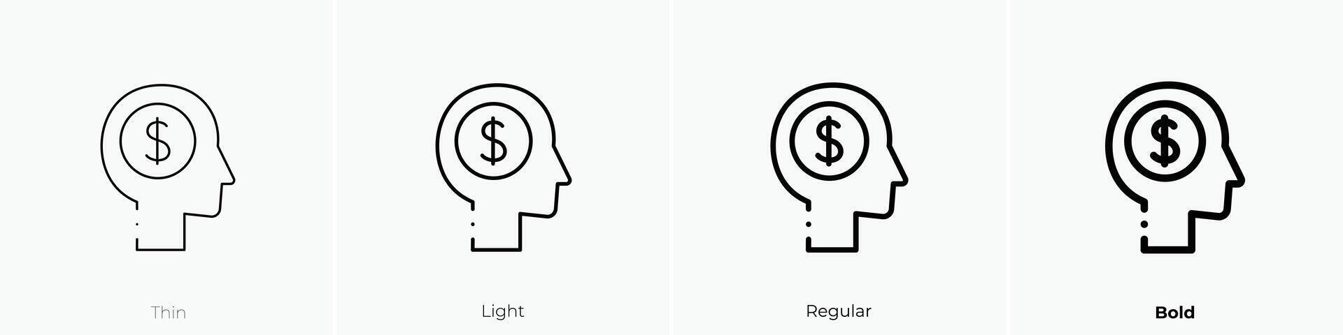 mindset icon. Thin, Light, Regular And Bold style design isolated on white background vector
