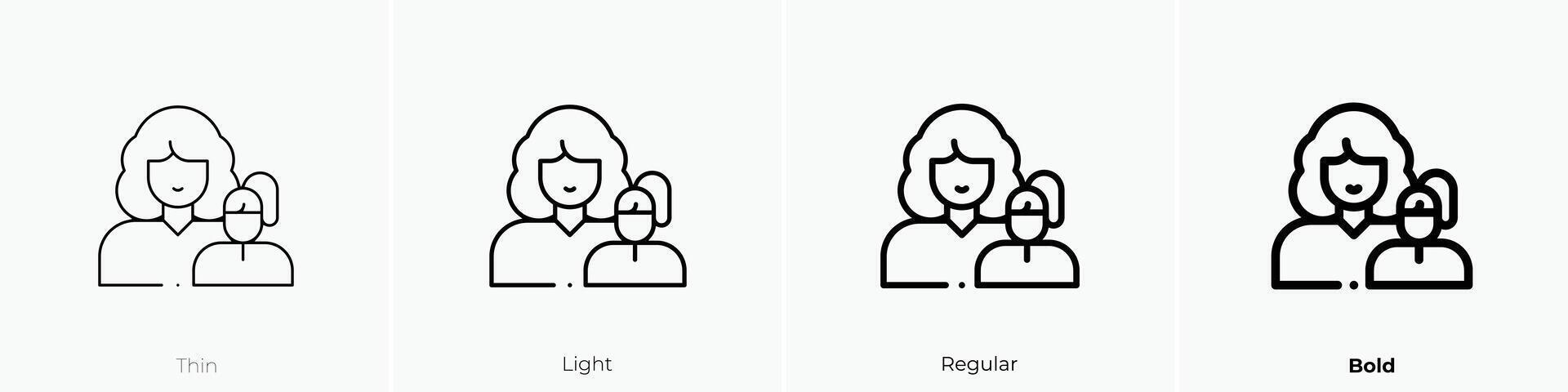mom icon. Thin, Light, Regular And Bold style design isolated on white background vector