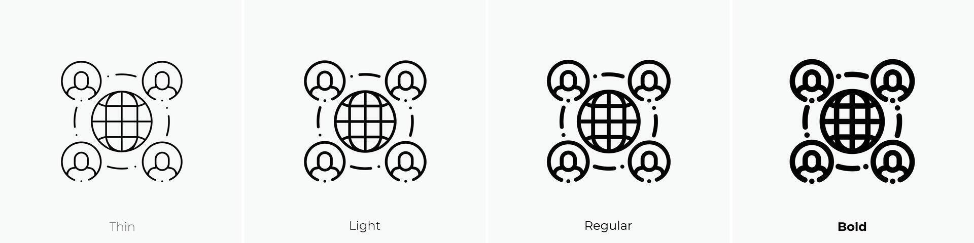 network icon. Thin, Light, Regular And Bold style design isolated on white background vector