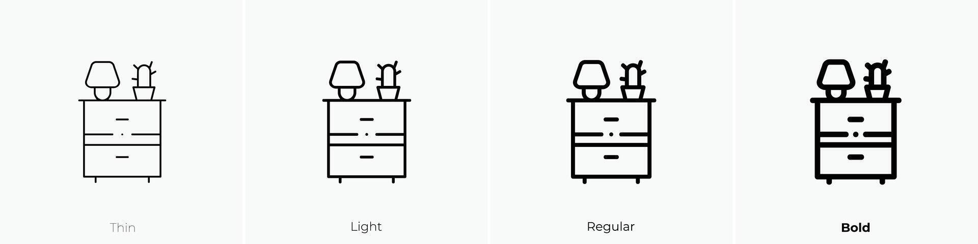 night stand icon. Thin, Light, Regular And Bold style design isolated on white background vector