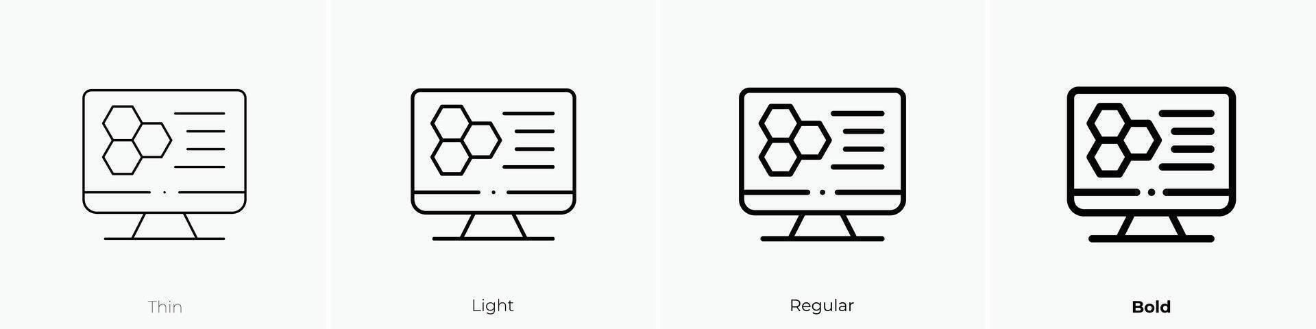 monitor icon. Thin, Light, Regular And Bold style design isolated on white background vector