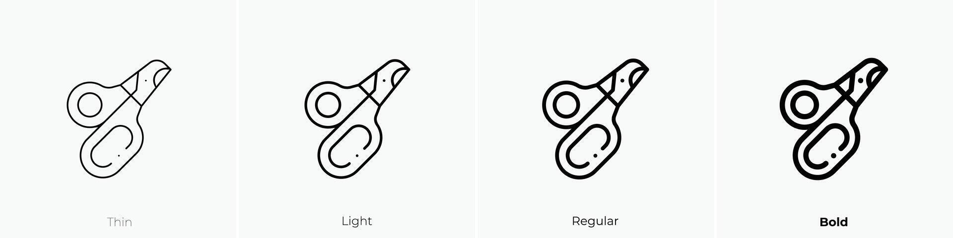 uña tijeras icono. delgado, luz, regular y negrita estilo diseño aislado en blanco antecedentes vector