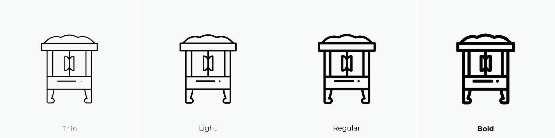 nightstand icon. Thin, Light, Regular And Bold style design isolated on white background vector